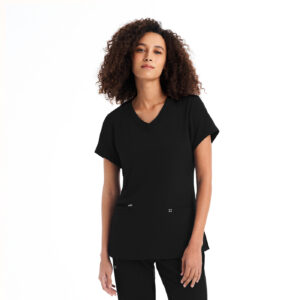 WT127 Blusa médica con cuello en V y 3 bolsillos Mujer CRFT